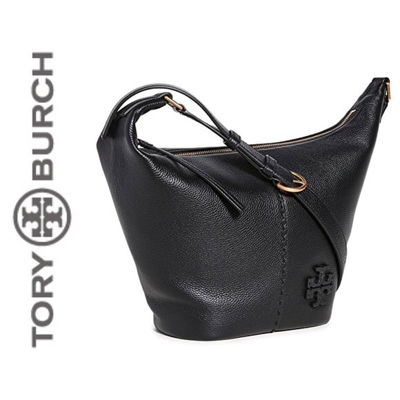 Tory Burch Handbags - Tory Burch Black McGraw Zip Bucket Bag NWOT